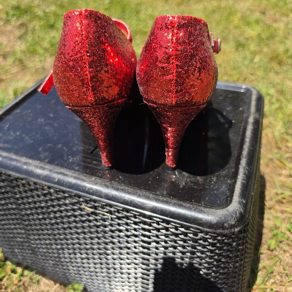 Unbranded Red Glitter Mary Jane Heels Womens Size M (7/8) - Picture 4 of 7